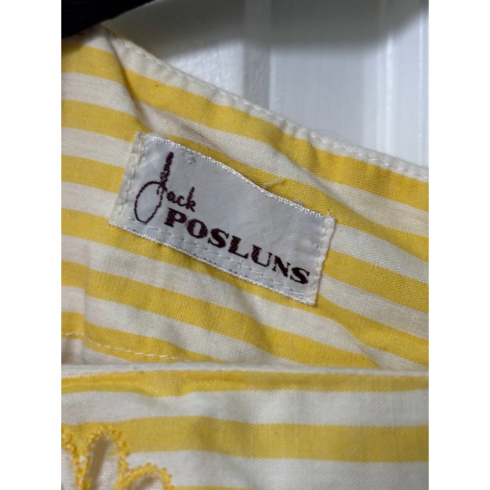Vintage Jack Posluns Yellow Striped Daisy Eyelet Fit & Flare Dress 1960s ILGWU - Picture 3 of 8